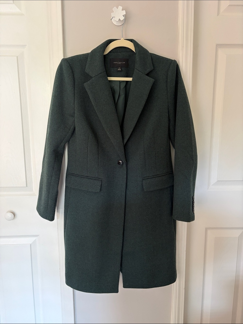 Ann Taylor Dark Green Single-Button winter Coat